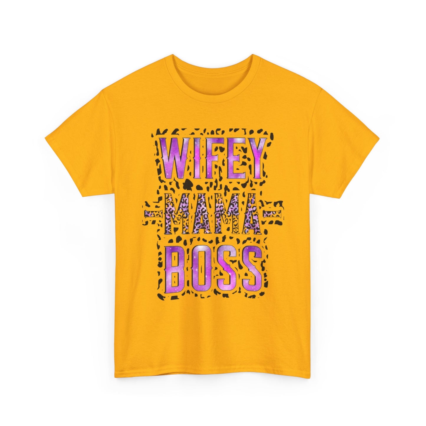 Wifey Mama Boss T-Shirt — Purple Leopard Graphic Tee for Moms