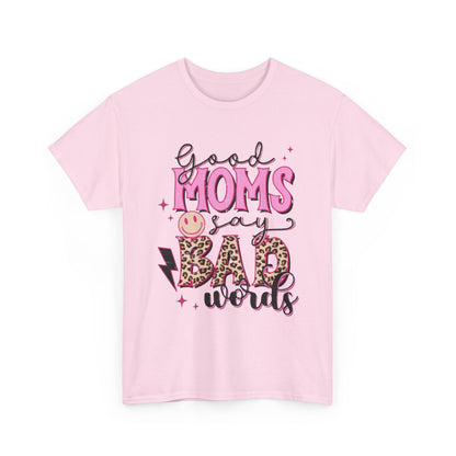 T-Shirt — "Good Moms Say Bad Words" Pink Leopard Graphic Mother's Day Tee