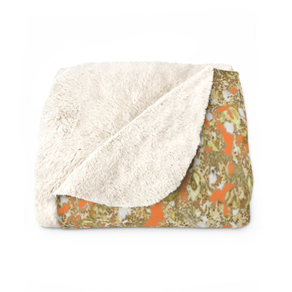 Gold Glitter Leopard Sherpa Blanket — Orange Animal Print Cozy Throw