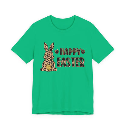Leopard Print 'Happy Easter' Bunny Tee