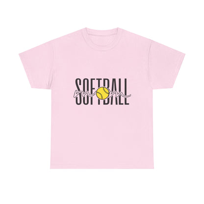 Softball Mom/Player Tee — Retro Script Softball Graphic T-Shirt