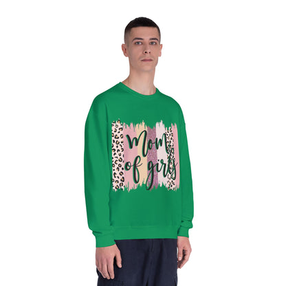 Mom of Girls Leopard Brushstroke Crewneck Sweatshirt