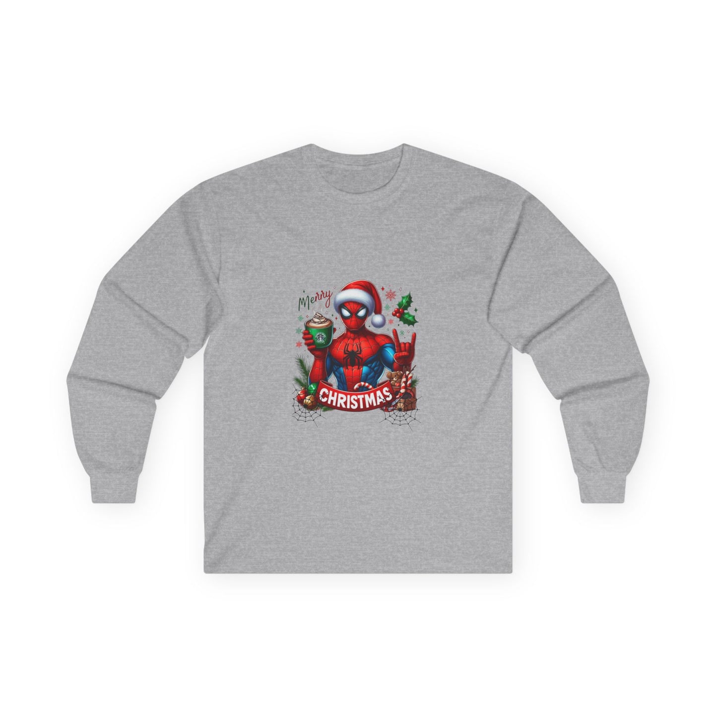 Christmas and Coffee with Spidey- Unisex Ultra Cotton Long Sleeve Tee