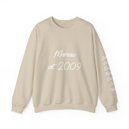 Mamaw Est. 2009 Crewneck Sweatshirt — Personalized Grandma Gift