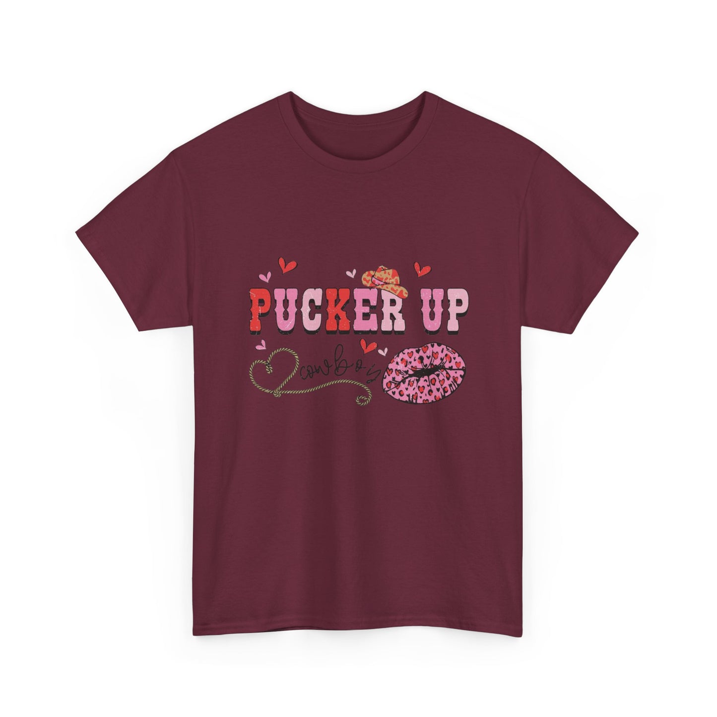 Pucker Up Kiss Graphic Tee – Cute Valentine’s Day Leopard Lip Design