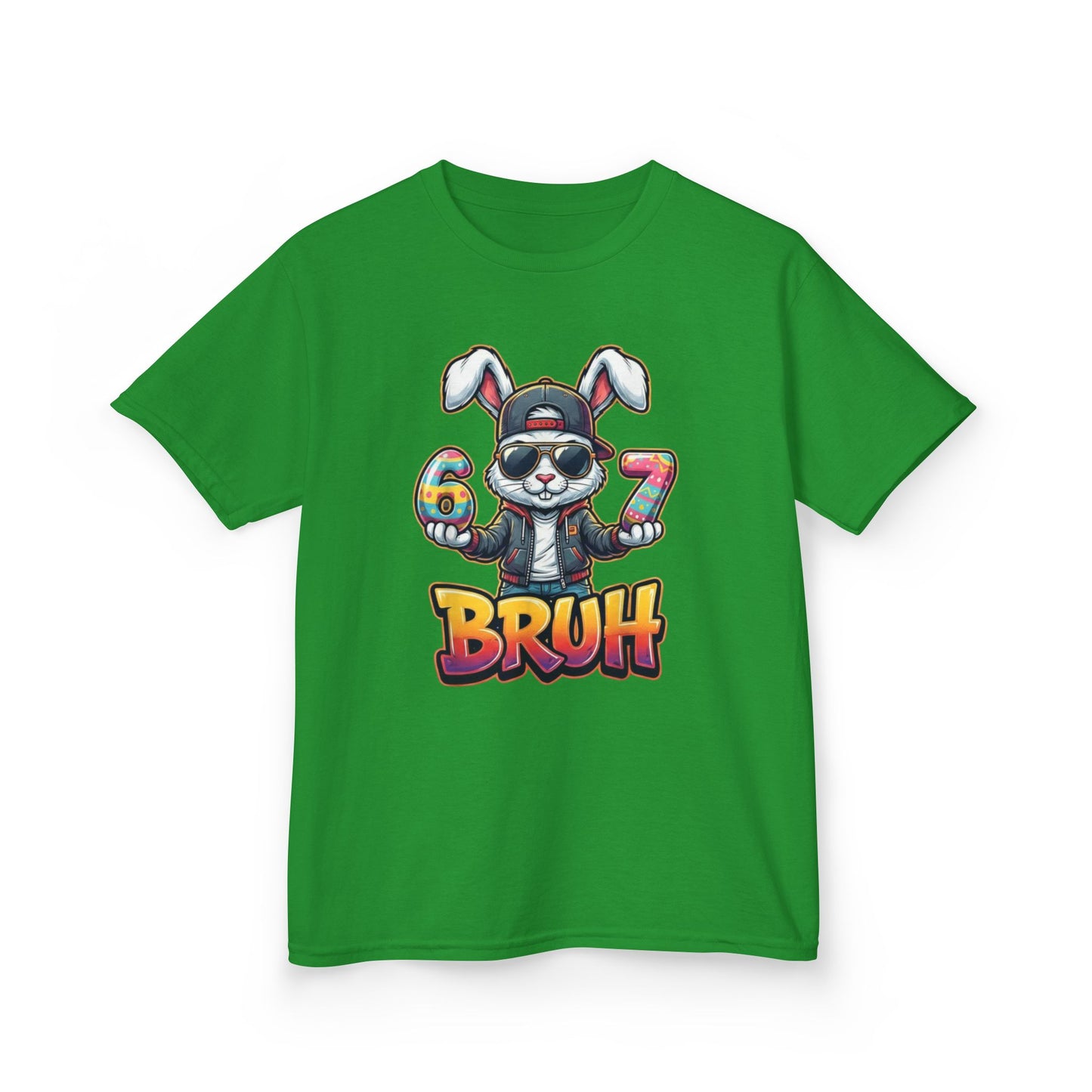 Kids 'Bruh 6 7' Bunny Graphic Tee — Cool Cartoon Bunny Shirt for Kids