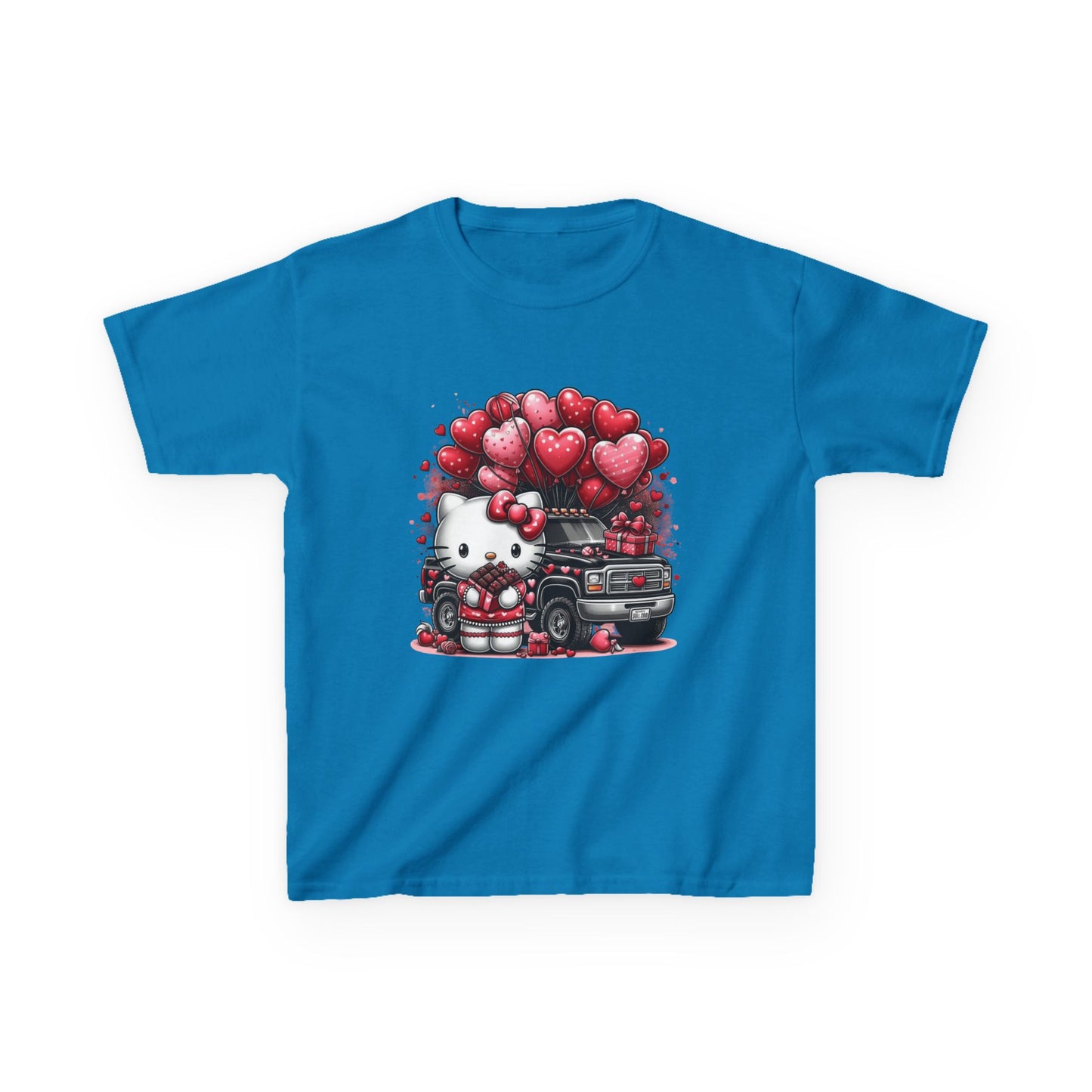 Kids Tee — Cute Kitty with Heart Balloons Valentine Shirt