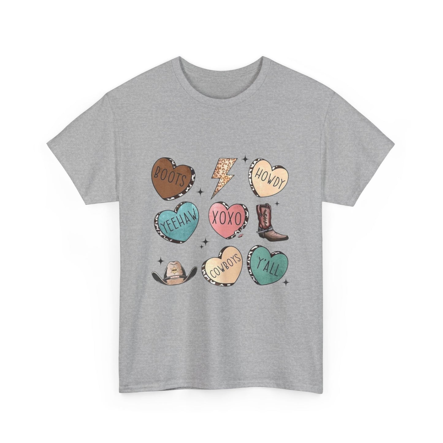 Cowgirl Candy Heart Tee — Cute Western Hearts Graphic T-Shirt (XOXO, Howdy, Y'all)