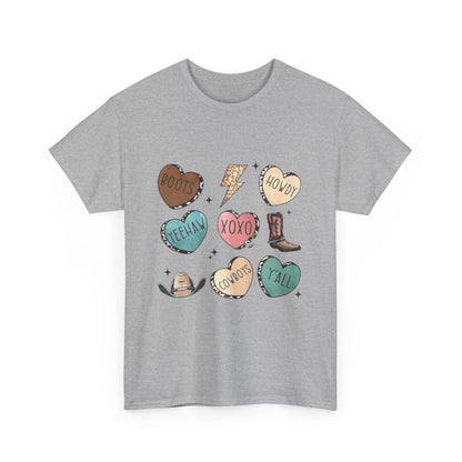 Cowgirl Candy Heart Tee — Cute Western Hearts Graphic T-Shirt (XOXO, Howdy, Y'all)