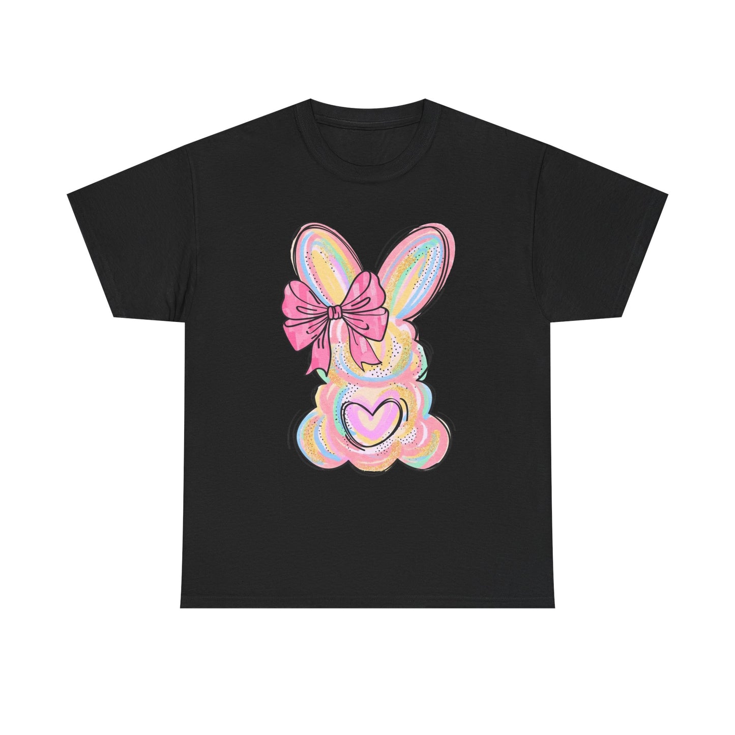 Pastel Bunny Heart T‑Shirt — Cute Easter Bunny Tee with Bow