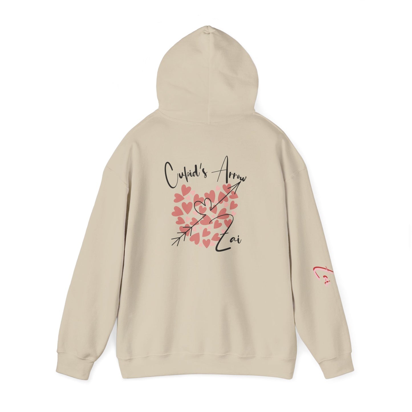 Cupid’s Arrow Lei Hoodie — Heart Arrow Script Pullover for Valentine’s Day