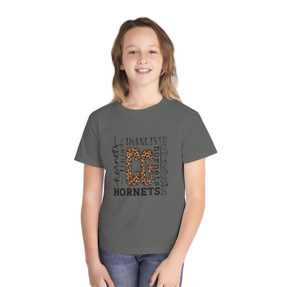 Youth Hornets Tee — Leopard Print 'CG' School Spirit Shirt