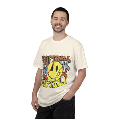 Softball Smile T-Shirt — Retro Smiley Softball Graphic Tee