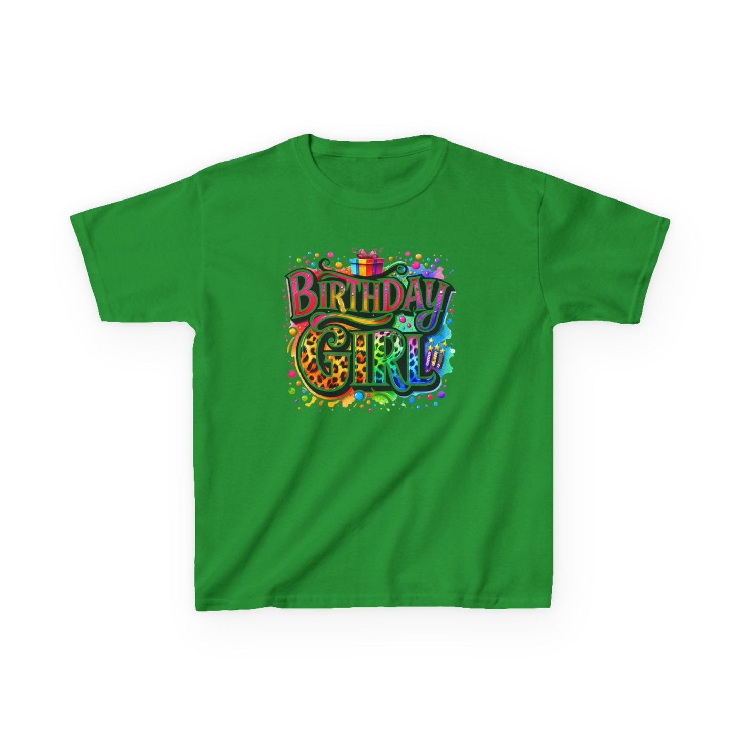 Birthday Girl Kids T‑Shirt — Colorful Confetti Party Tee