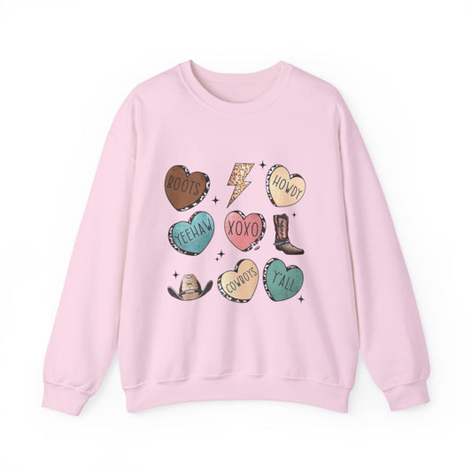 Cowgirl Conversation Hearts Sweatshirt – Western Hearts Graphic Crewneck