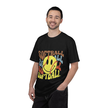 Softball Smile T-Shirt — Retro Smiley Softball Graphic Tee