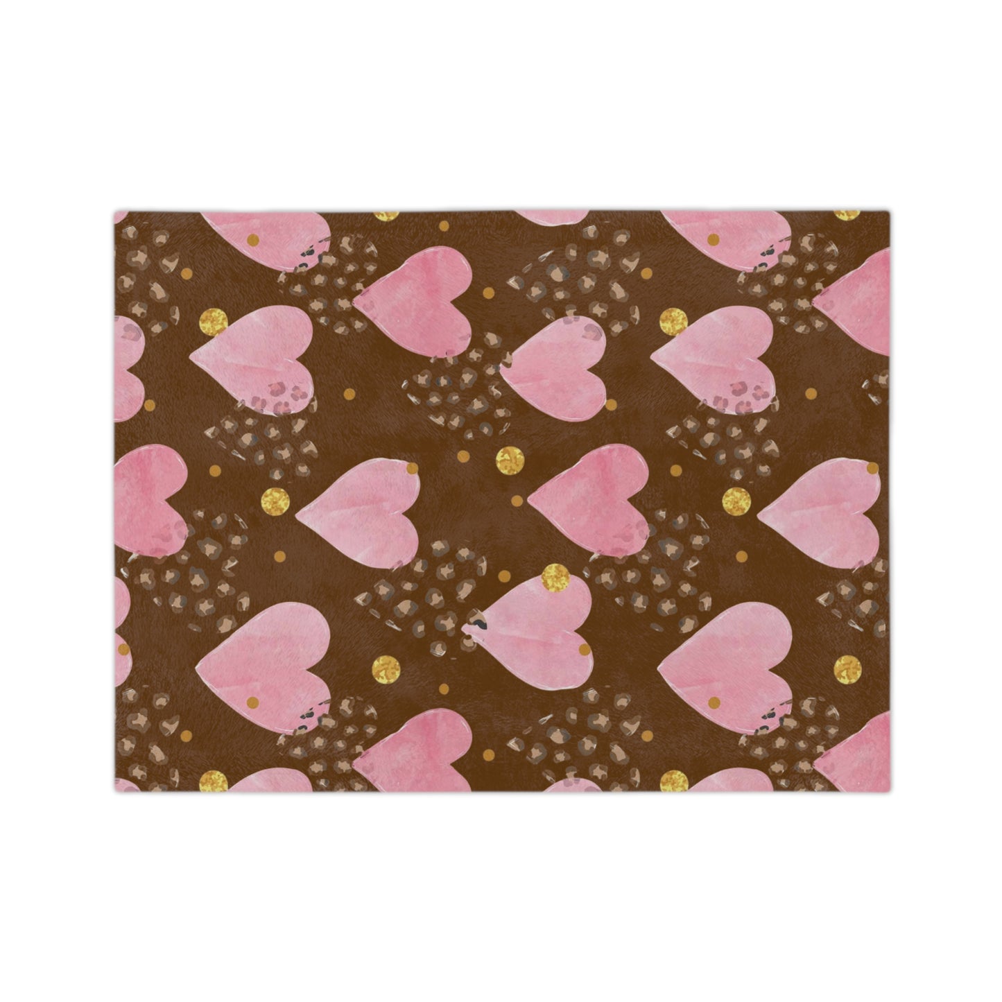 Plush Microfiber Blanket — Pink Watercolor Hearts on Chocolate Background