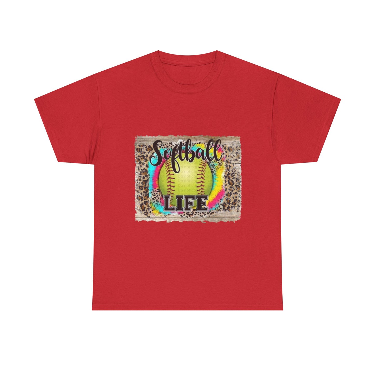 Softball Life Tee — Neon Softball Graphic with Leopard Accent