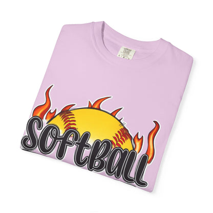 Softball Dad T-Shirt — Flaming Softball Design