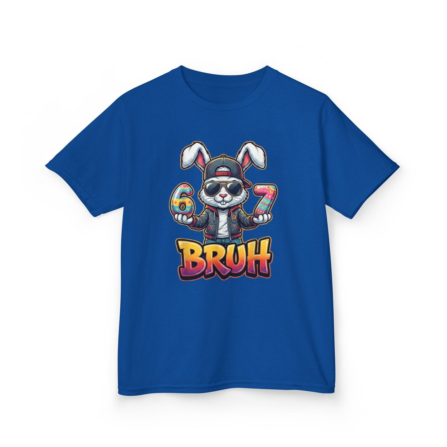 Kids 'Bruh 6 7' Bunny Graphic Tee — Cool Cartoon Bunny Shirt for Kids