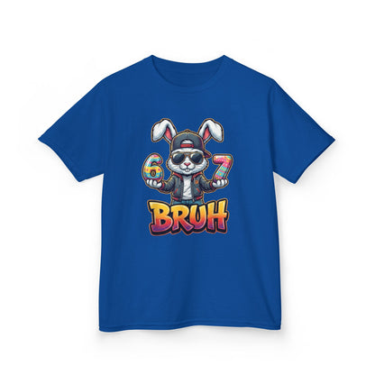 Kids 'Bruh 6 7' Bunny Graphic Tee — Cool Cartoon Bunny Shirt for Kids