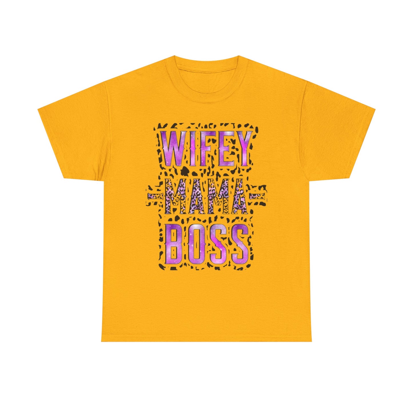 Wifey Mama Boss T-Shirt — Purple Leopard Graphic Tee for Moms