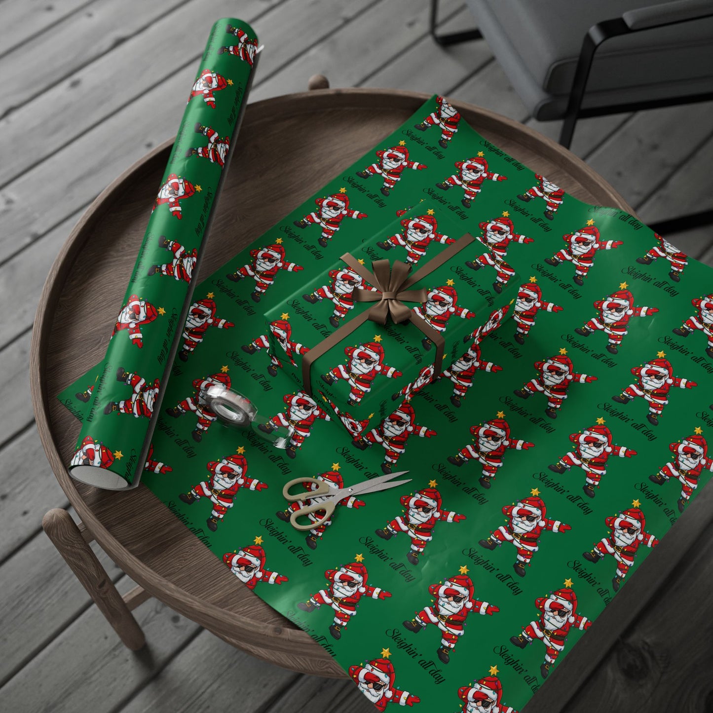 Dabbin' Santa Pattern Wrapping Paper Roll