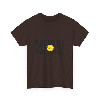 Softball Mom/Player Tee — Retro Script Softball Graphic T-Shirt