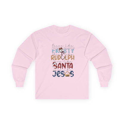 Long Sleeve Tee — Frosty, Rudolph, Santa, Jesus Design