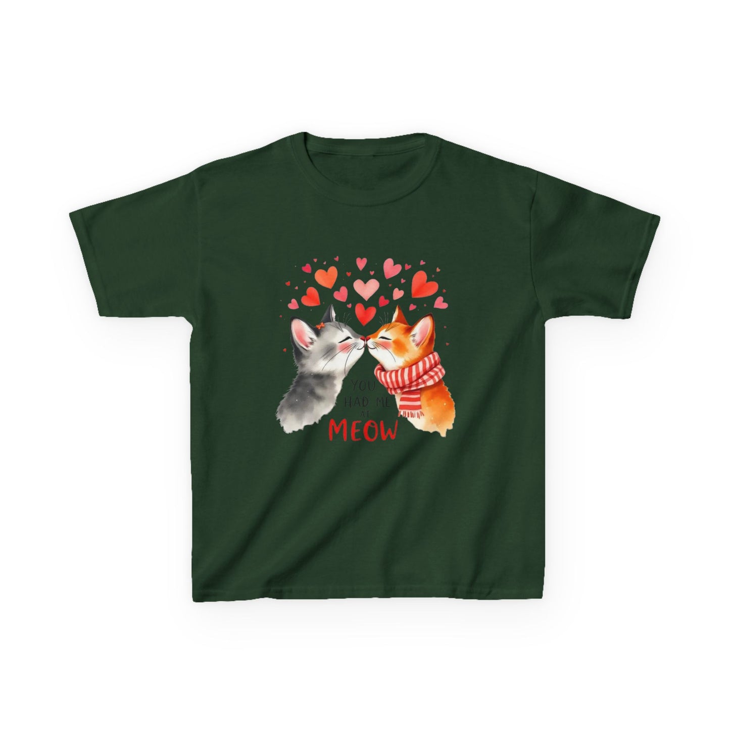 Kids Tee — Cute Cats 'You Had Me at Meow' Valentine Shirt