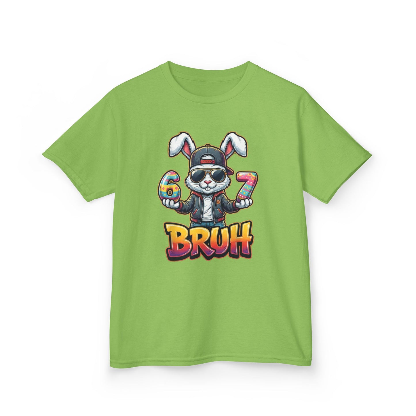 Kids 'Bruh 6 7' Bunny Graphic Tee — Cool Cartoon Bunny Shirt for Kids