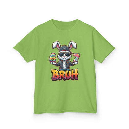 Kids 'Bruh 6 7' Bunny Graphic Tee — Cool Cartoon Bunny Shirt for Kids