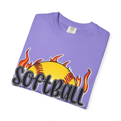 Softball Dad T-Shirt — Flaming Softball Design