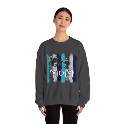 Boy Mom Sweatshirt — Cute Teal & Navy Brushstroke Crewneck for Moms