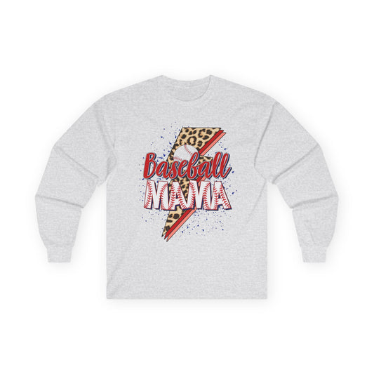 Baseball Mama Long Sleeve Tee — Leopard Lightning Graphic