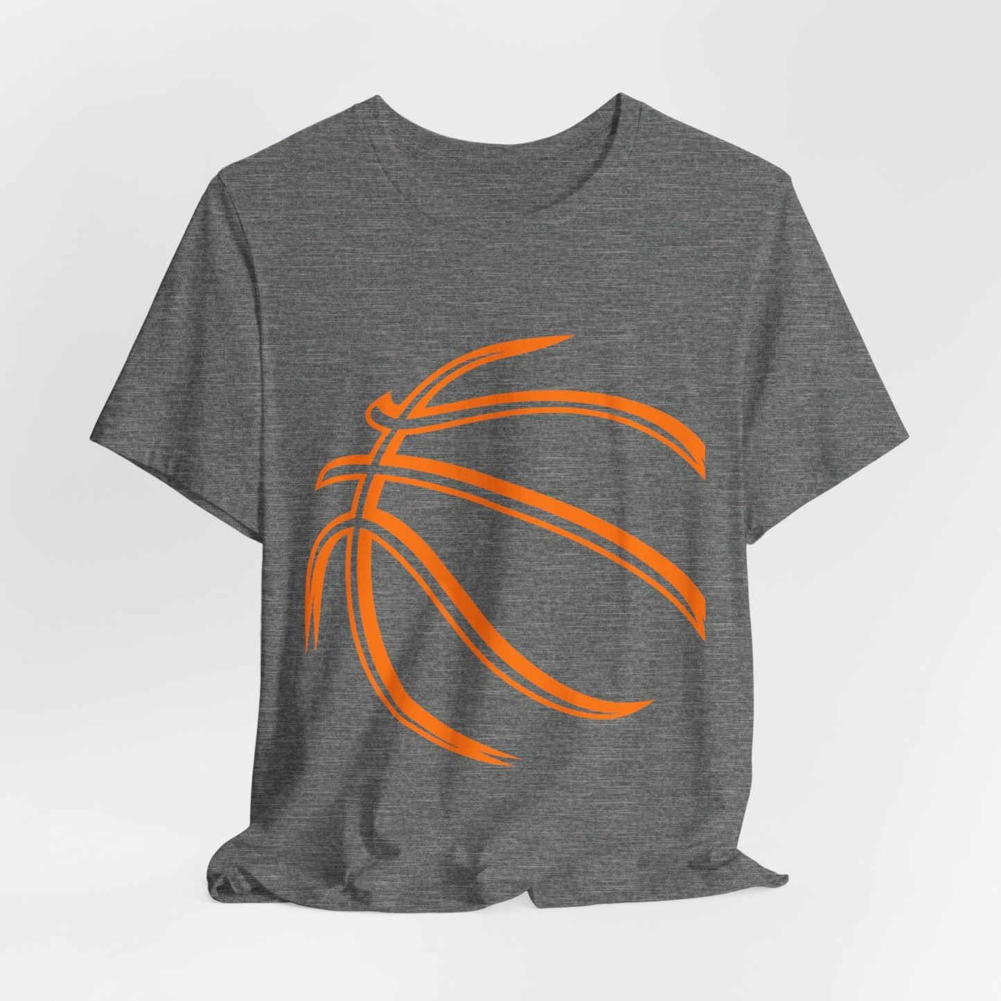 Basketball Line Art Tee — Orange Outline Basketball T-Shirt