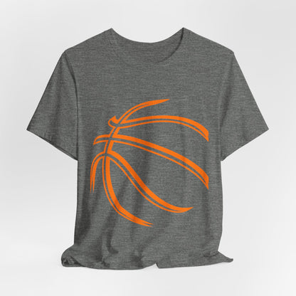 Basketball Line Art Tee — Orange Outline Basketball T-Shirt
