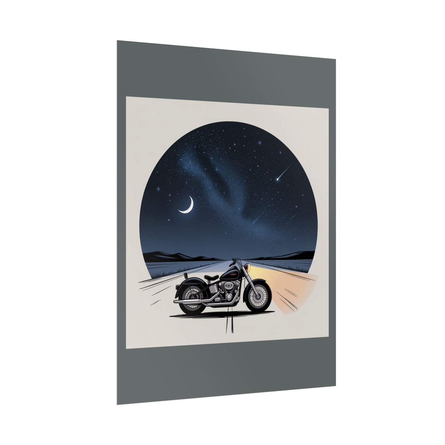 Motorcycle Night Sky Rolled Posters