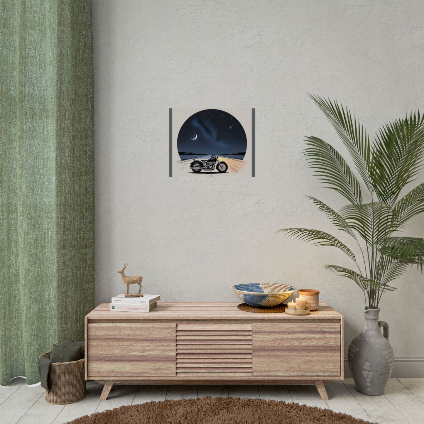 Motorcycle Night Sky Rolled Posters