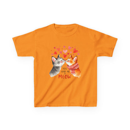 Kids Tee — Cute Cats 'You Had Me at Meow' Valentine Shirt