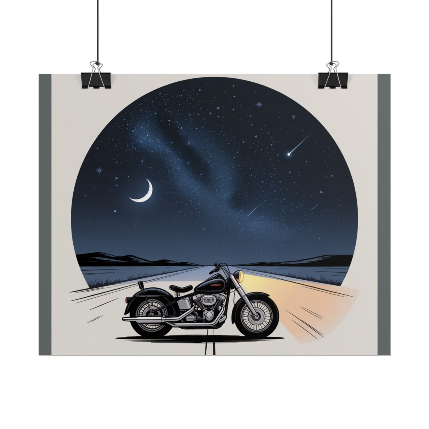 Motorcycle Night Sky Rolled Posters
