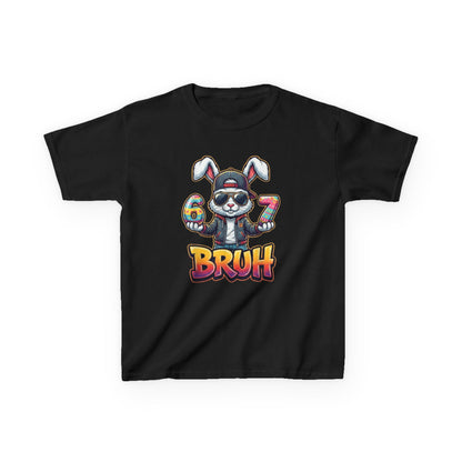 Kids 'Bruh 6 7' Bunny Graphic Tee — Cool Cartoon Bunny Shirt for Kids