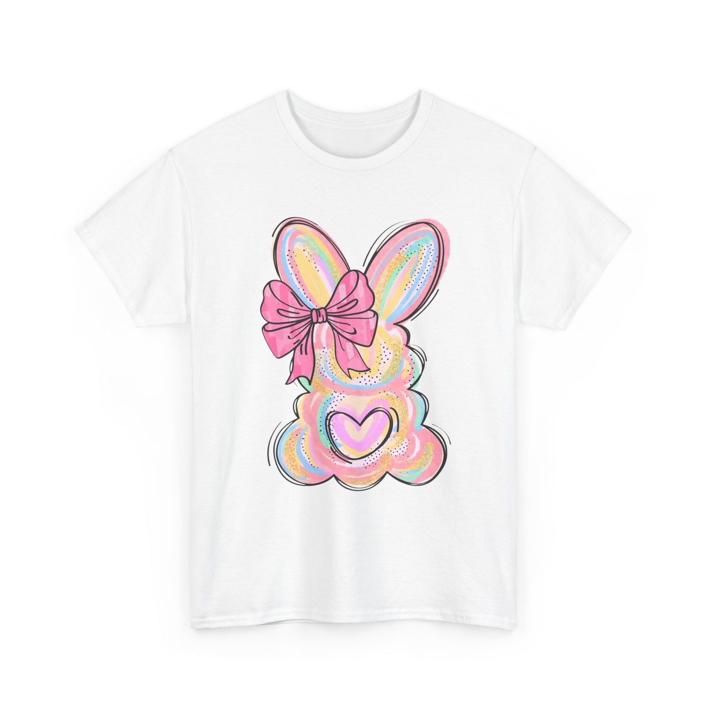 Pastel Bunny Heart T‑Shirt — Cute Easter Bunny Tee with Bow