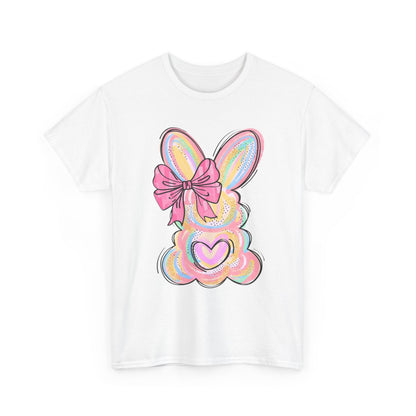 Pastel Bunny Heart T‑Shirt — Cute Easter Bunny Tee with Bow