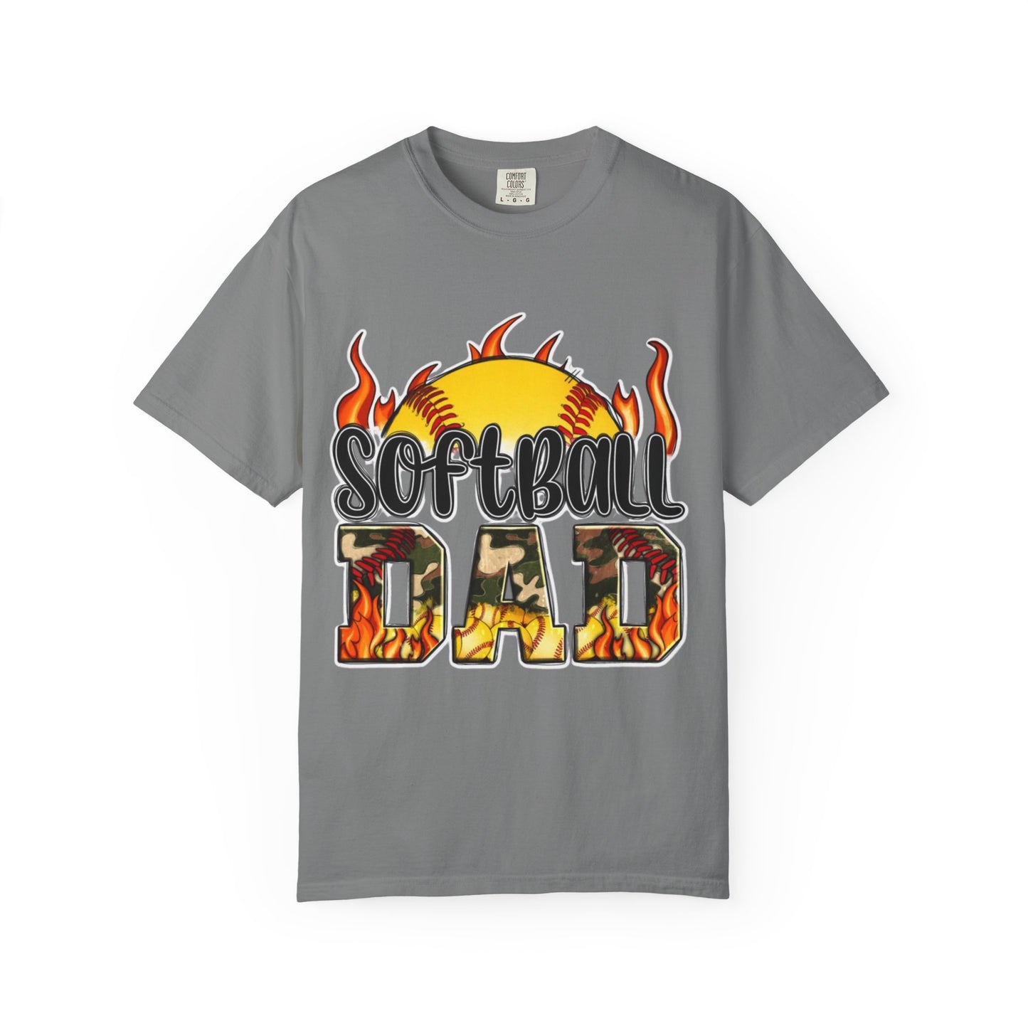 Softball Dad T-Shirt — Flaming Softball Design