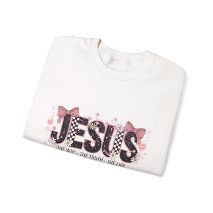 Jesus Floral Crewneck Sweatshirt – The Way The Truth The Life Christian Pullover