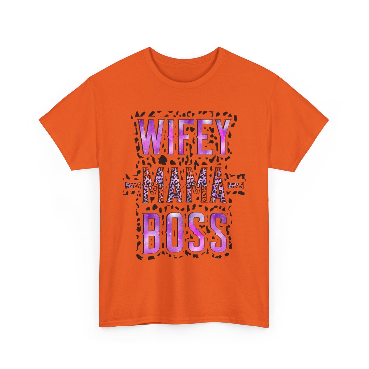 Wifey Mama Boss T-Shirt — Purple Leopard Graphic Tee for Moms