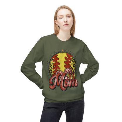 Softball Mom Crewneck Sweatshirt – Leopard Stitch Ball Graphic