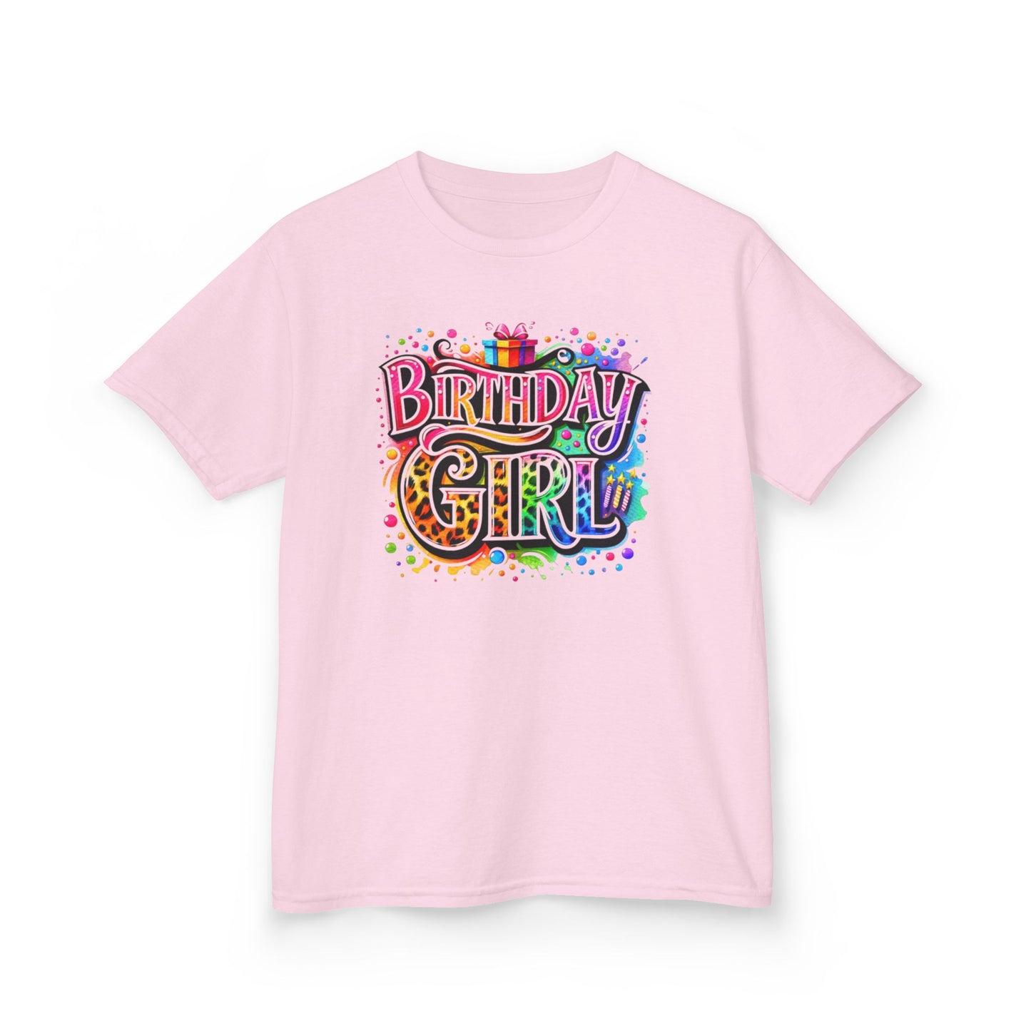 Birthday Girl Kids T‑Shirt — Colorful Confetti Party Tee