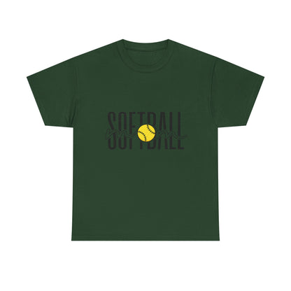 Softball Mom/Player Tee — Retro Script Softball Graphic T-Shirt
